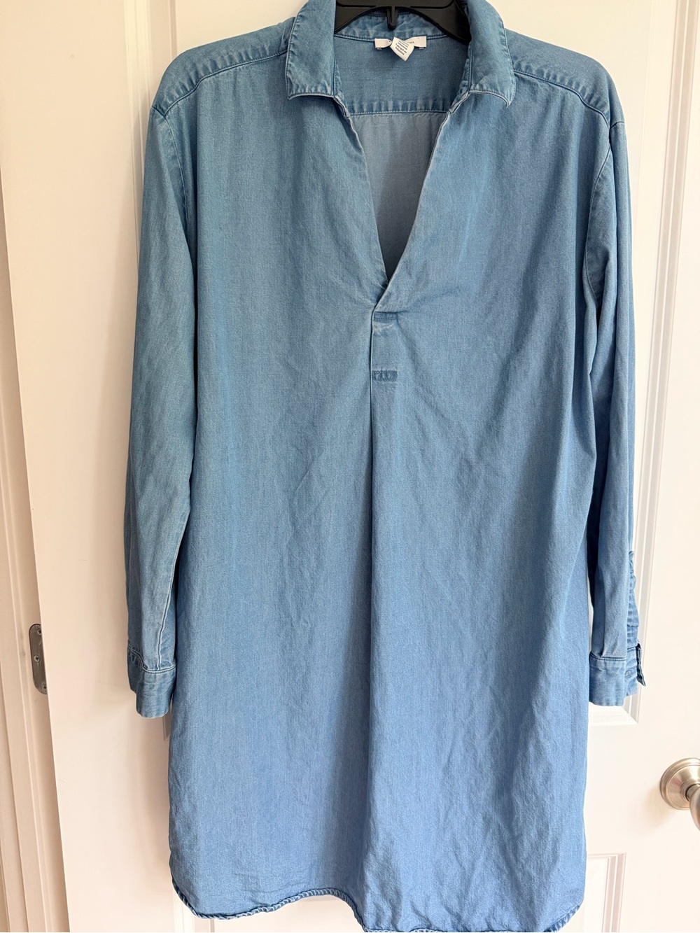Daily Ritual Light Blue Long-Sleeve Chambray 100% Lyocell Tunic Shirt Dress Sz L